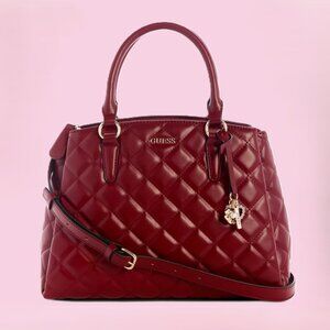 GUESS Tinsley Medium Quilted Satchel – Red - Free gift with purchase!